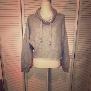 Vintage Havana stripes cowl neck crop sweats shirt